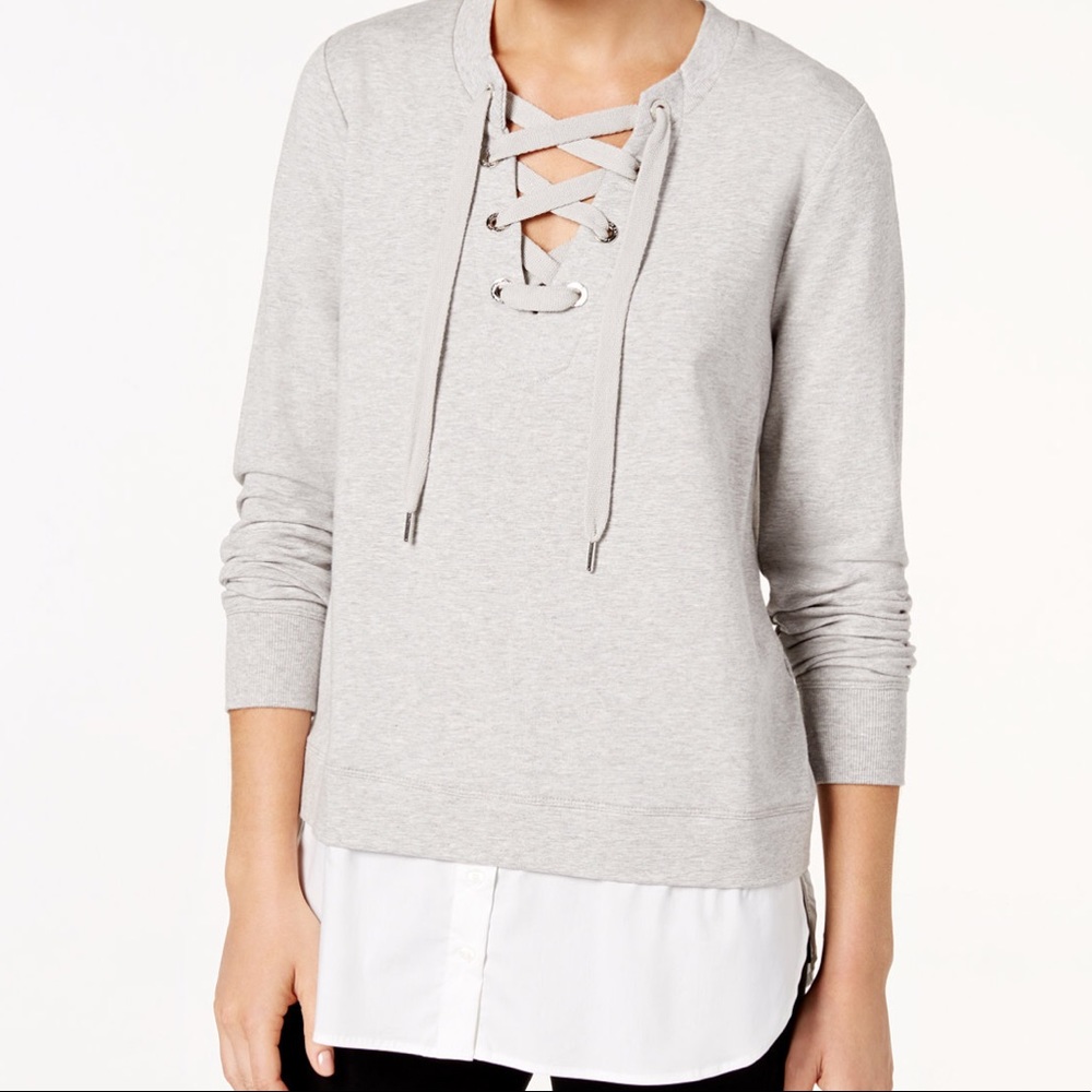 Womens | Long Sleeve Lace-up Layered Top
